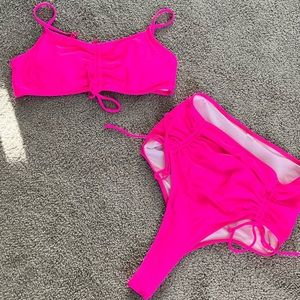 2 Piece Bathing Suit | Hot Pink in Medium.